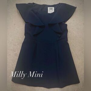 NWT Milly Minis Navy Blue Toddler Ruffle Dress made of Imported Fabric Size 4T